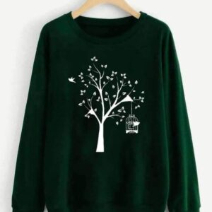 TREE PRINT SWEATSHIRT - Green, M