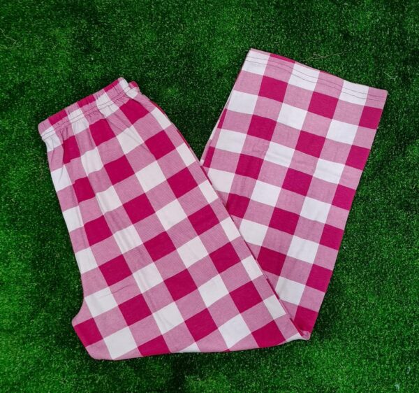 WOMEN PLAID WHITE AND PINK WIDE LEG PAJAMA