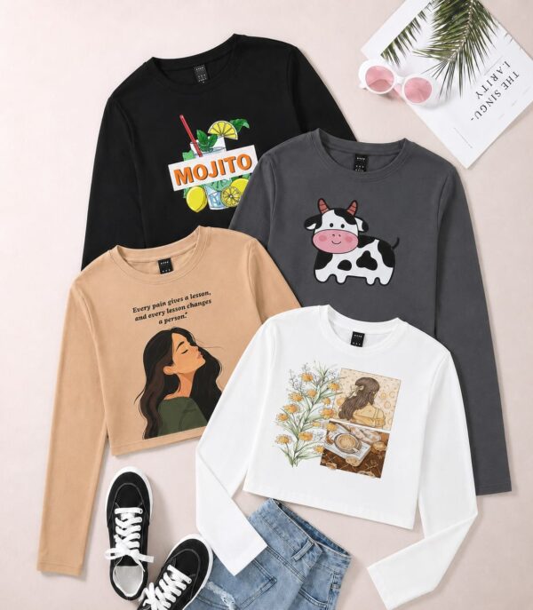 ANY 4 RANDOM PRINTED CROP TEES IN 1950