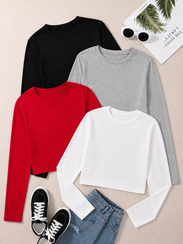 PACK OF 4 FULL SLEEVE CROP TEES 1850