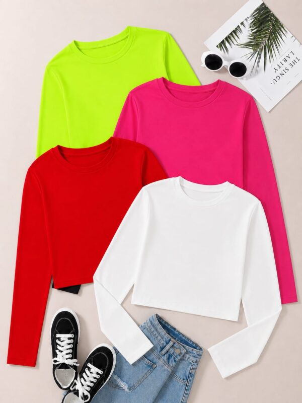 PACK OF 4 FULL SLEEVE CROP TEES 1850