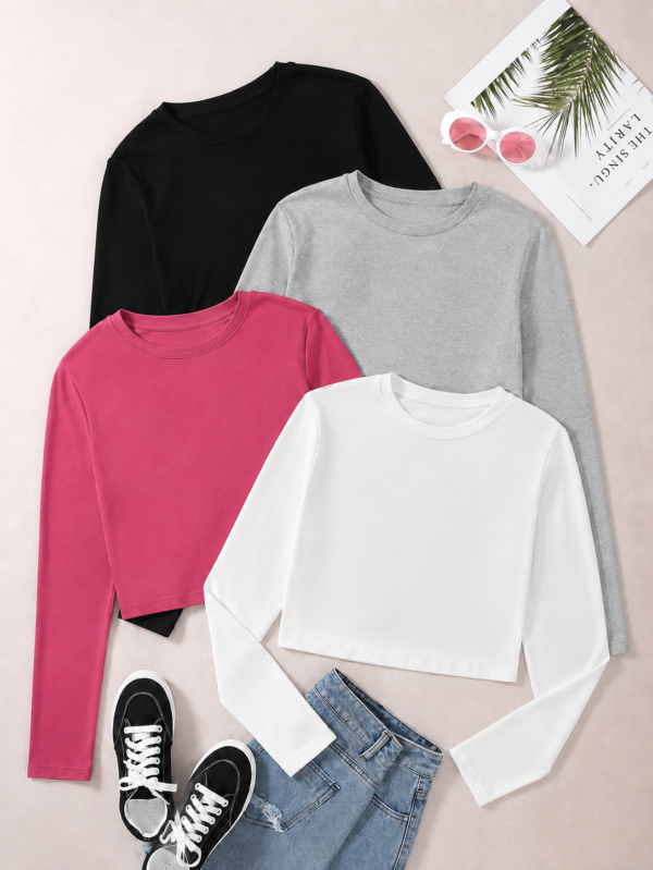 PACK OF 4 FULL SLEEVE CROP TEES 1850
