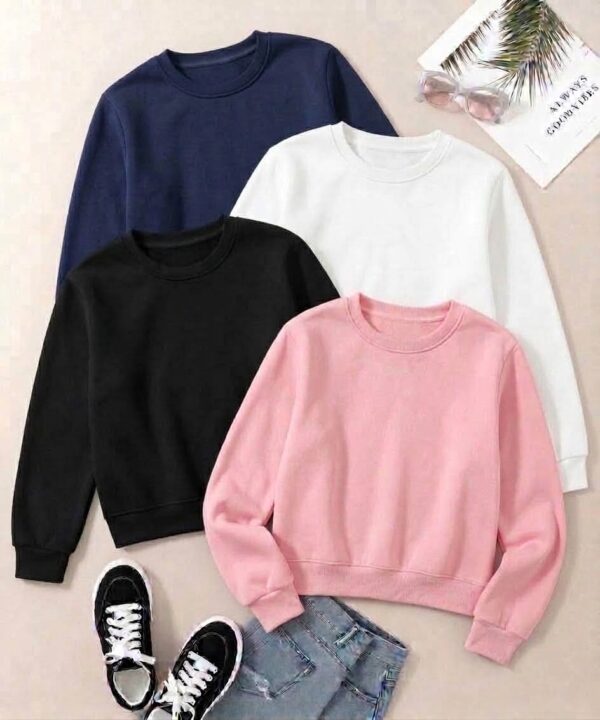 PACK OF 4 FULL SLEEVE CROP SWEATSHIRT